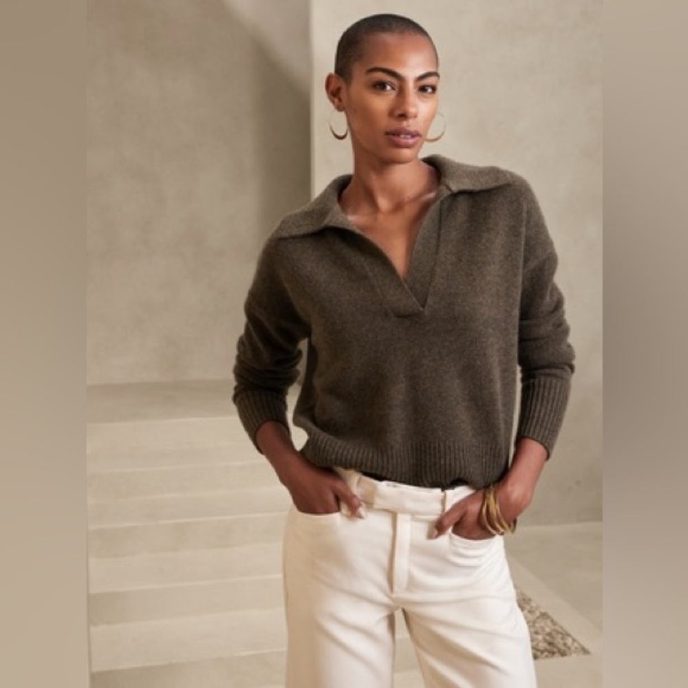 Banana Republic Luna 100% Cashmere Sweater Polo